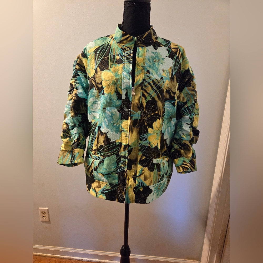 Erin London Floral Women's Blazer - Black, Green, Yellow